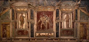 Affresco di Hermes, Satiro e ninfa, Pompei, Casa di Meleagro, Museo Archeologico di Napoli