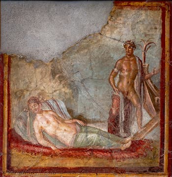 Affresco Teseo abbandona Arianna, Pompei, Casa dei Capitelli Colorati, Museo Archeologico di Napoli