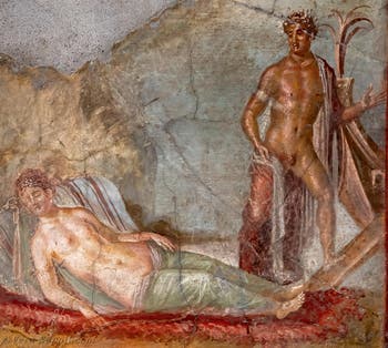 Affresco Teseo abbandona Arianna, Pompei, Casa dei Capitelli Colorati, Museo Archeologico di Napoli