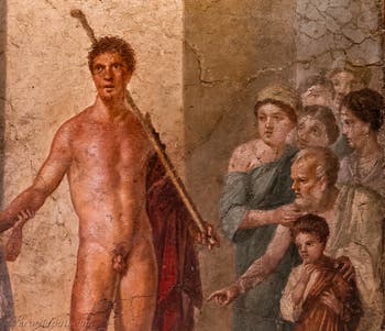 Affresco raffigurante Teseo liberatore degli Ateniesi, Pompei, Casa di Gavius Rufus, Museo Archeologico di Napoli