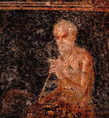 Affresco Vecchio seduto, Stabiae, Villa di Arianna, Museo Archeologico di Napoli