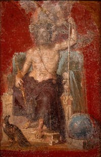 Affresco raffigurante Zeus in trono, Pompei, Casa dei Dioscuri, Museo Archeologico di Napoli