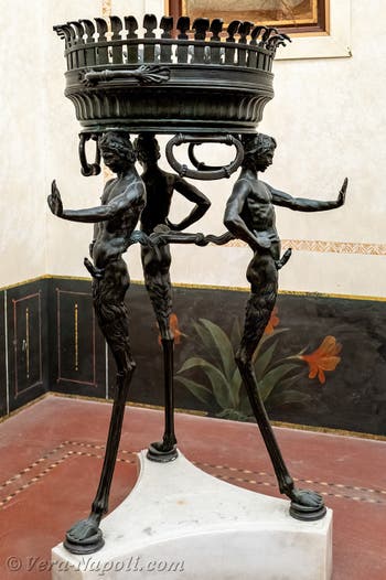 Trepiede con satiri in erezione, Pompei, Casa di Giulia Felice, Museo Archeologico di Napoli